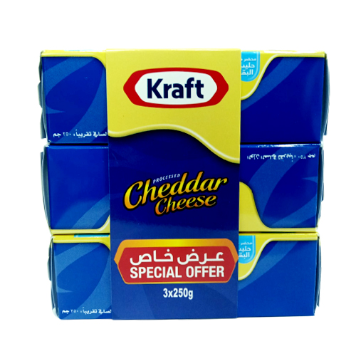 Kraft Cheddar Cheese Packets 250 g x 3 Pcs Offer