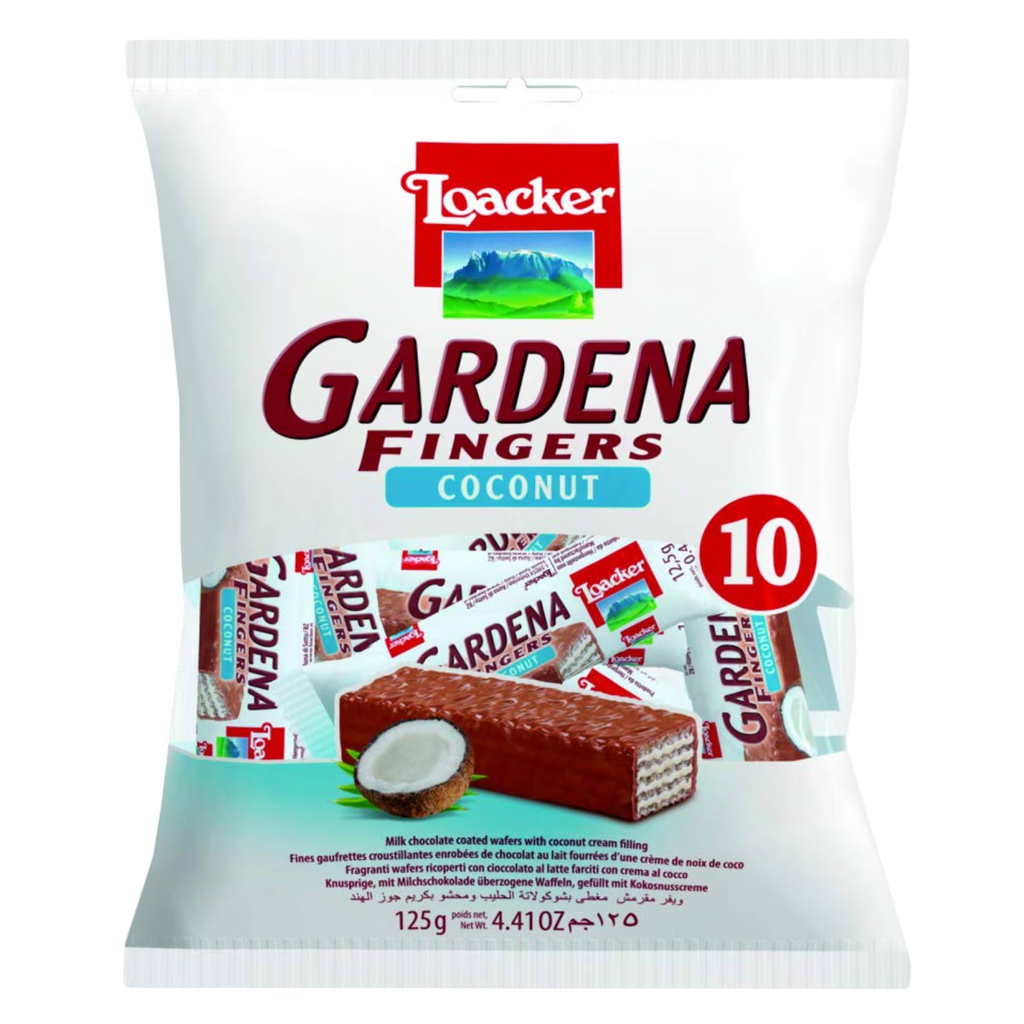 Loacker Gardena Fingers Coconut Cream & Milk Chocolate Wafer, 125g