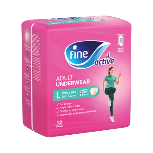 Fine Active Adult Underwear Diapers Large 12 Pieces