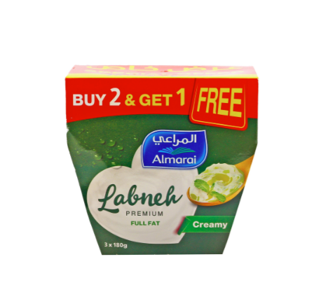 لبنة كريمية كاملة الدسم من المراعي 180 غ 2+1 مجاناً
