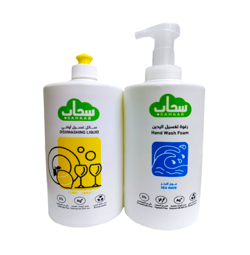 Sahaab Dish Washing Liquid Lime 1 ltr & Hand Wash Foam Sea Wave 1 ltr 
